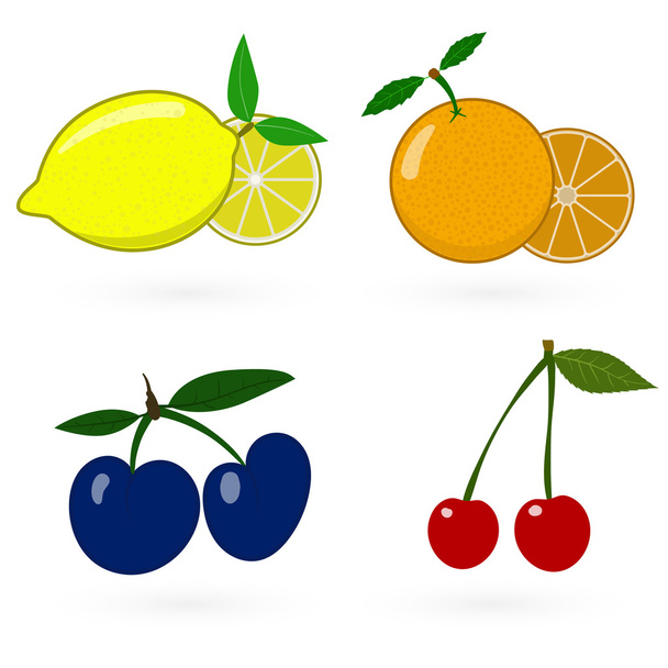 Glossy fruit set - Vektor, obrázek