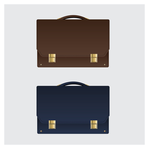 Business Leather Briefcase on White Background - Vector, Imagen