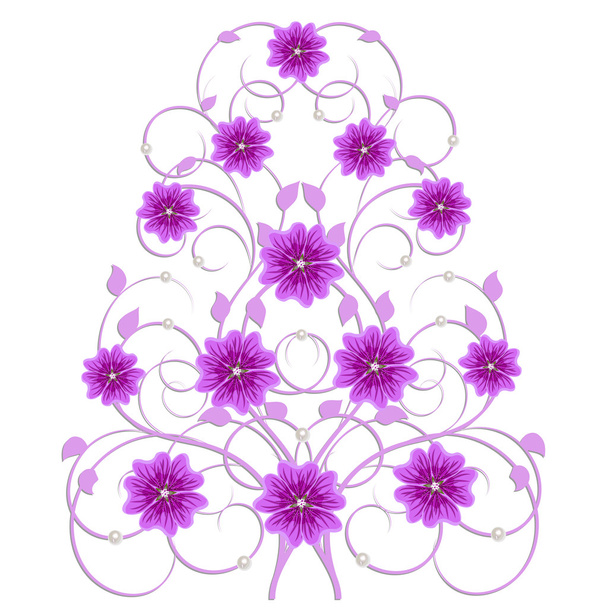 Decorative tree with orchid flowers - Vector, afbeelding
