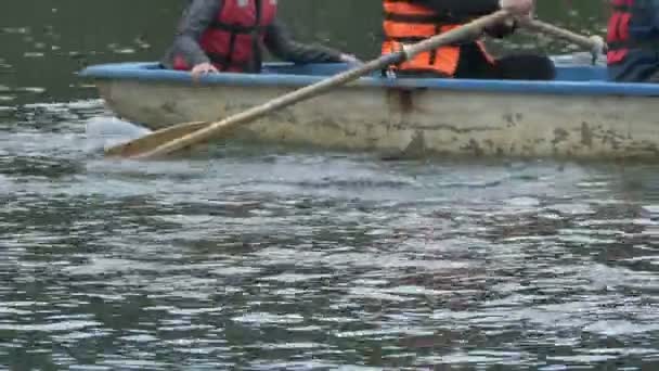 Rowing People with Lifejackets - Footage, Video