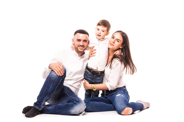 щаслива сім'я: мати, батько і син
  - Фото, зображення