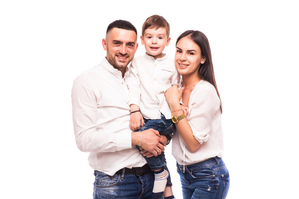 boldog család: anya, apa és fia  - Fotó, kép