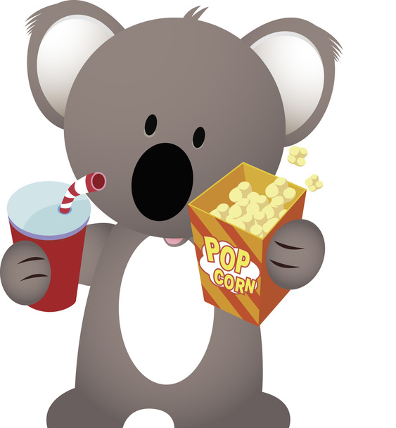 image vectorielle de koala avec maïs pop et rafraîchissement
. - Vecteur, image