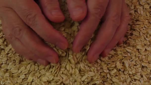 Oat flakes background, top view  - Footage, Video