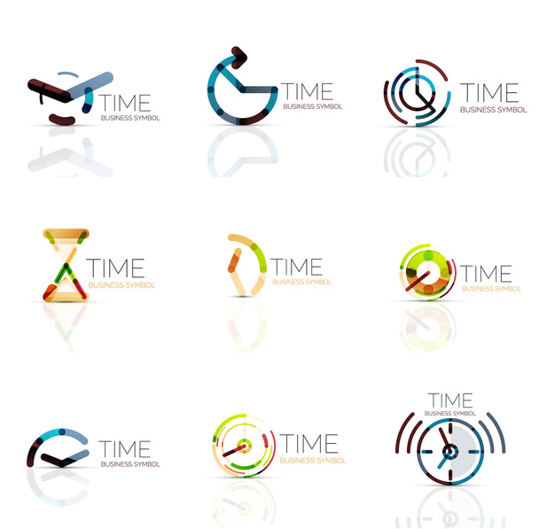 Geometric clock and time icon set - Vector, Image