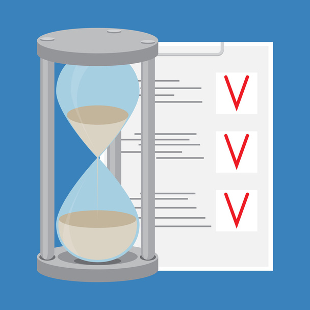 Time management. To-do list and hourglass - Vector, Image