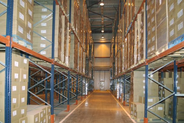Warehouse inside with shelves - Photo, Image