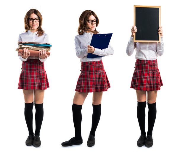 Studentka drží školní poznámky - Fotografie, Obrázek