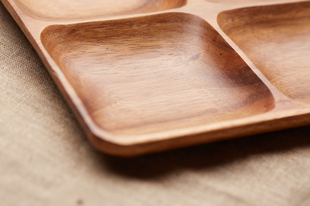 Wooden brown tray  - Foto, imagen
