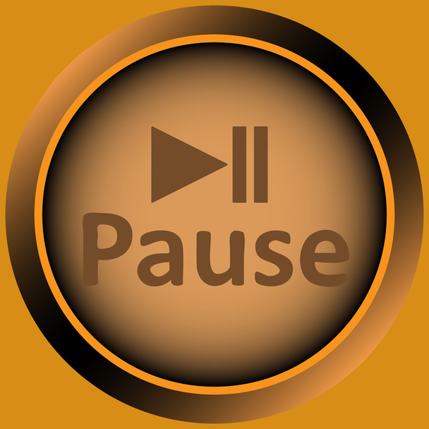 Ícone laranja palavra pausa e símbolo
 - Vetor, Imagem