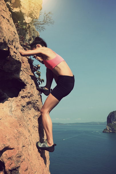 γυναίκα ροκ ορειβάτης - Φωτογραφία, εικόνα