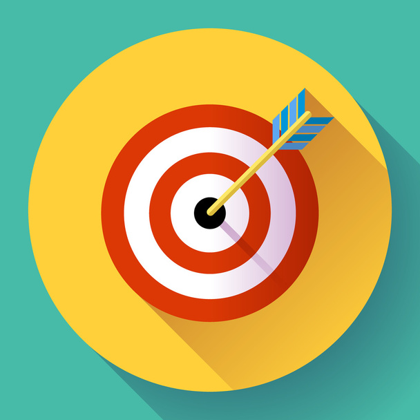 Target marketing icon. with arrow symbol. Flat vector design style. - Vector, Image