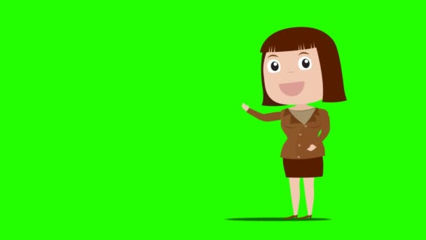 Chica de negocios a la presentación con fondo verde
 - Imágenes, Vídeo
