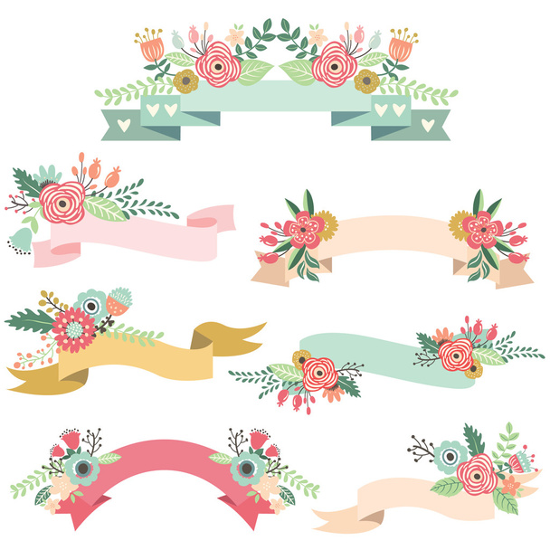 Wedding Floral Banners - Vector, Image