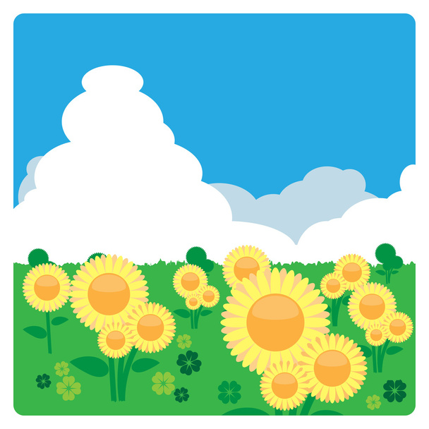 Słonecznik łąka w słoneczny dzień - Wektor, obraz