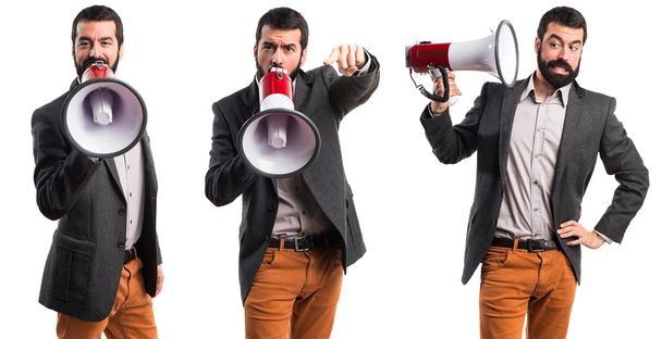 Muž křičí megafon - Fotografie, Obrázek