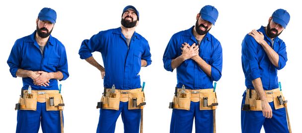 Plumber with heart pain - Foto, afbeelding