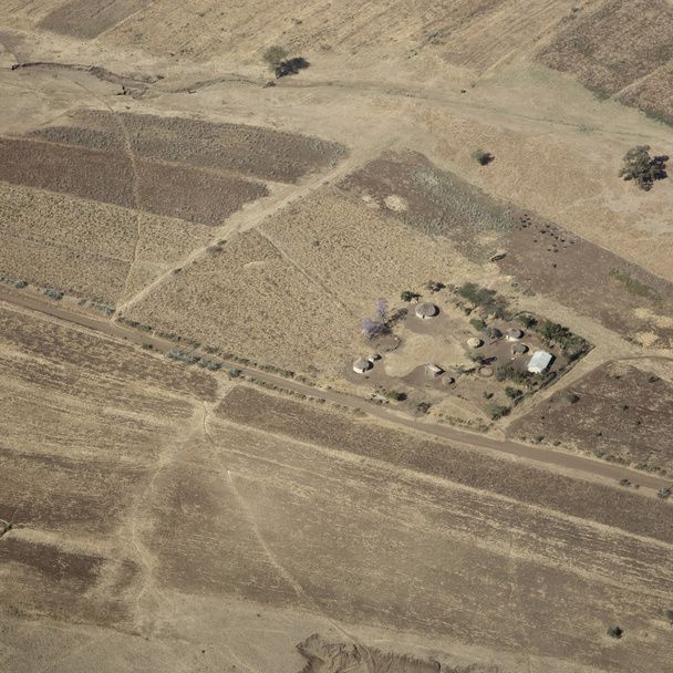 Aerial view on a traditional masai village - Photo, Image