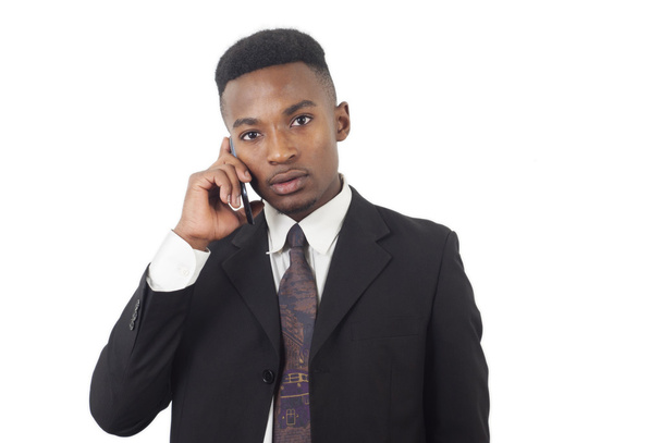 businessman, suit and tie, talking on cell phone - Photo, Image