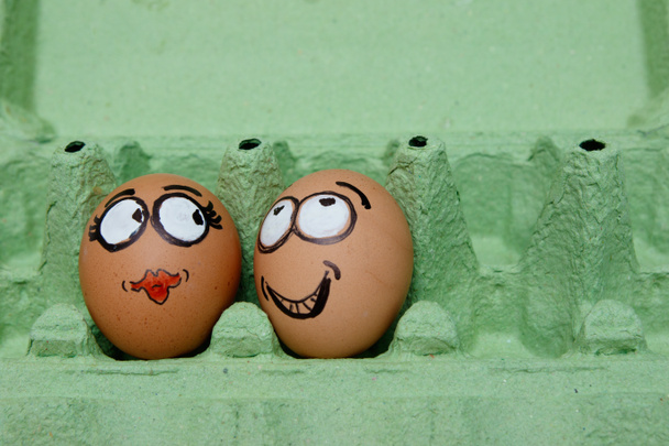 Two eggs face male and female lovers - 写真・画像