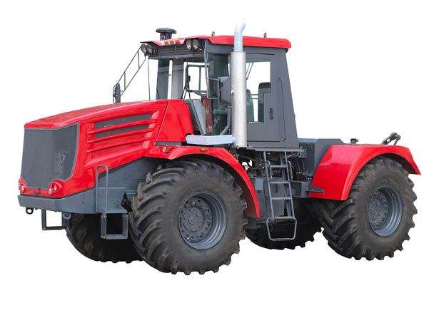 Uusi punainen voimakas traktori eristetty yli valkoinen
 - Valokuva, kuva