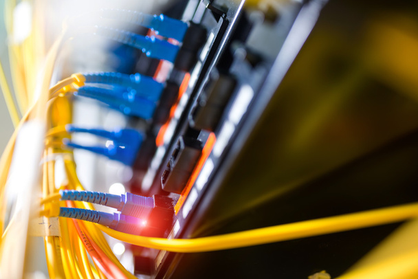 fiber optic with servers in a technology data center - 写真・画像