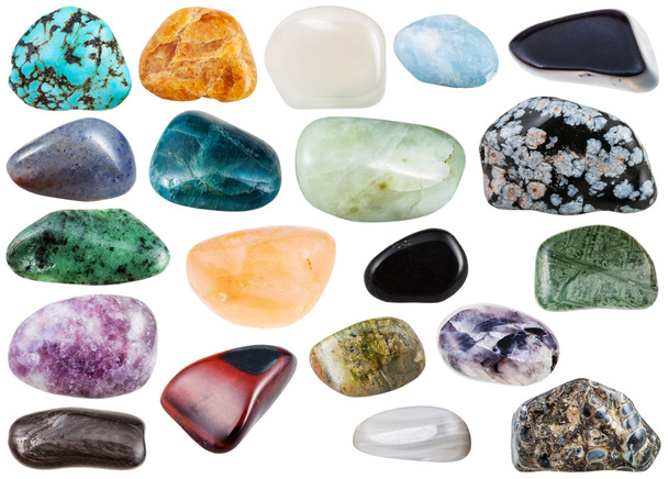 conjunto de varias piedras preciosas minerales pulidas
 - Foto, imagen