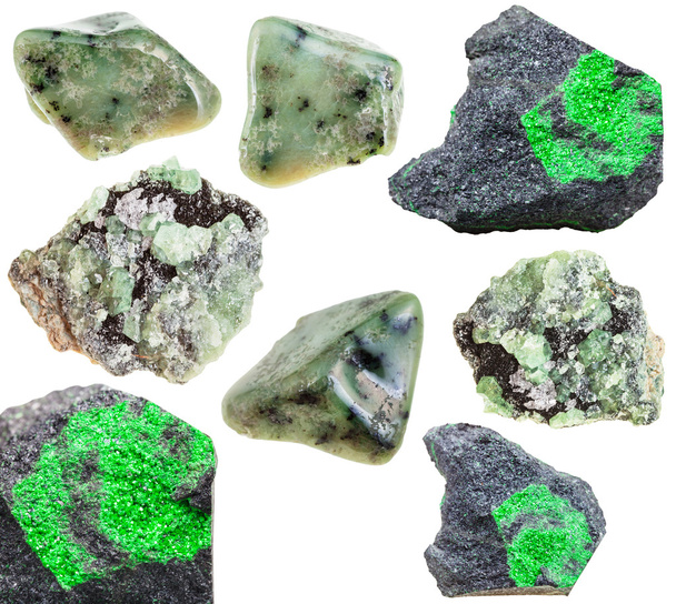 a különböző zöld gránát természetes kristályok - Fotó, kép