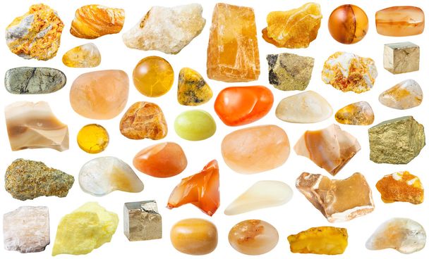 conjunto de piedras minerales amarillas y piedras preciosas
 - Foto, imagen