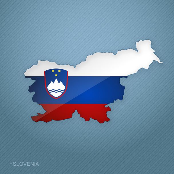 vektor vlajka Slovinska v mapě  - Vektor, obrázek
