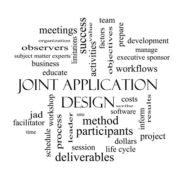 Joint Application Word Cloud Concept in black and white - Photo, Image