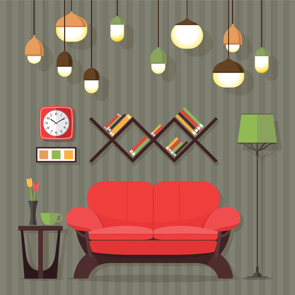 Living room design - Vector, Image