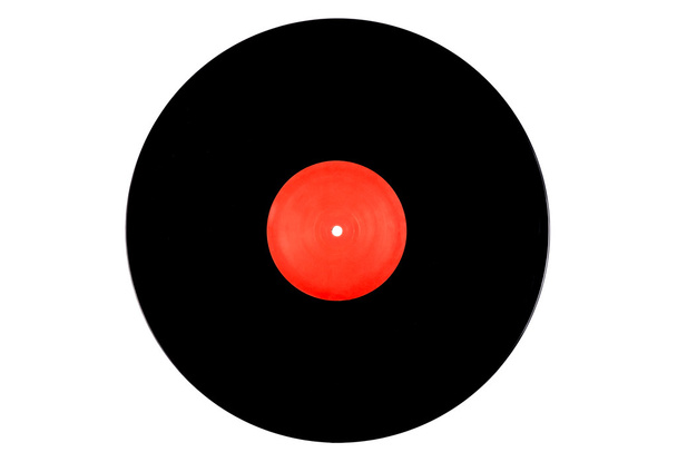 Black and red vinyl record on a white background - Foto, afbeelding