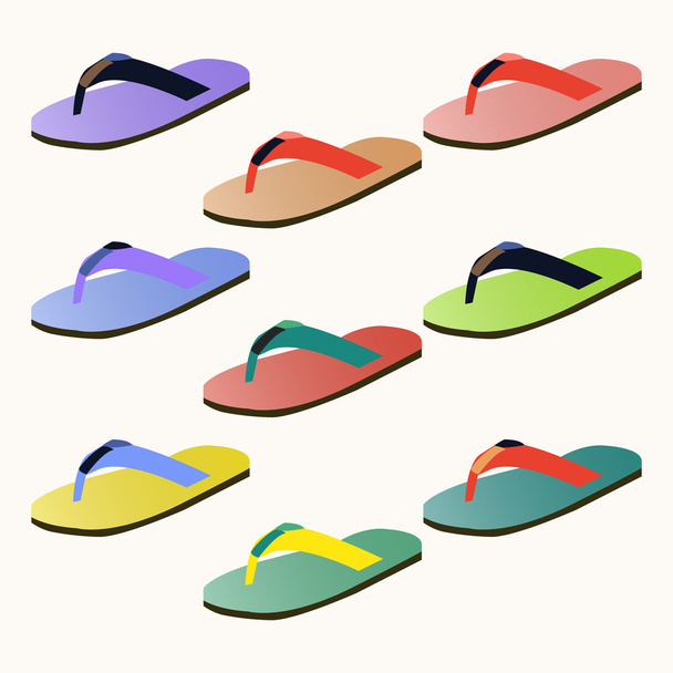 Set of colorful flip flops  - Διάνυσμα, εικόνα