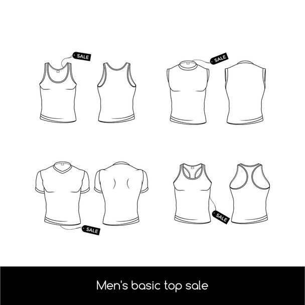 Types of men's top underwear. Basic types of the top men's under - Vector, Imagen