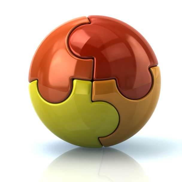 Orange spherical puzzle globe - Photo, image