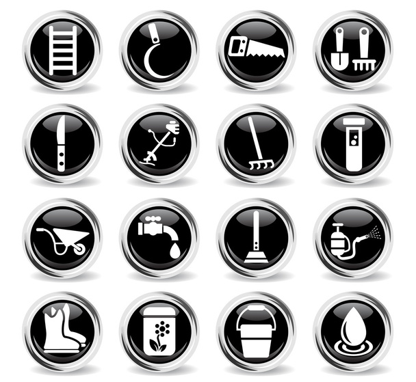 garden tools icon set - Vector, Image