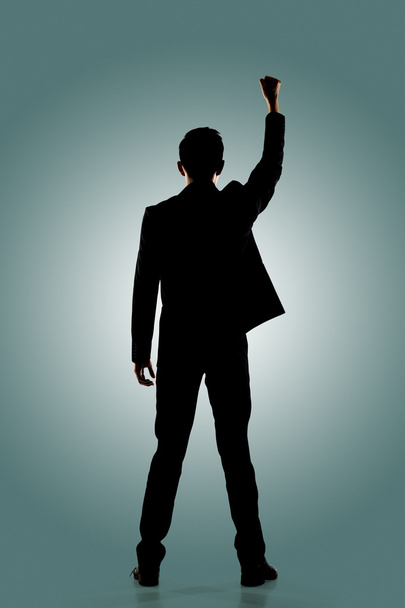 Silhouette of Asian businessman open arms - Фото, изображение