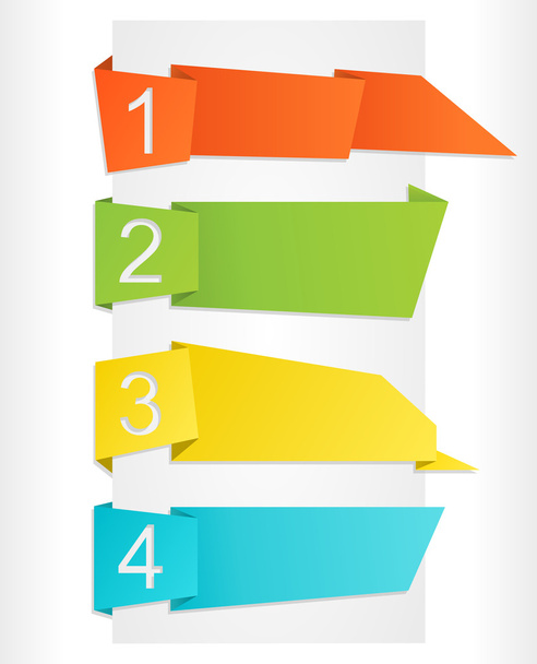 Origami label set with numbers from 1 to 4 - Vector, Image