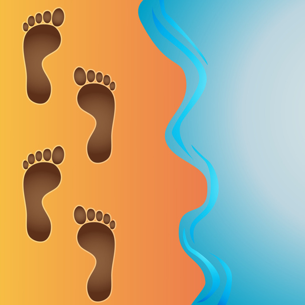 footprints in sand vector - Vector, Image
