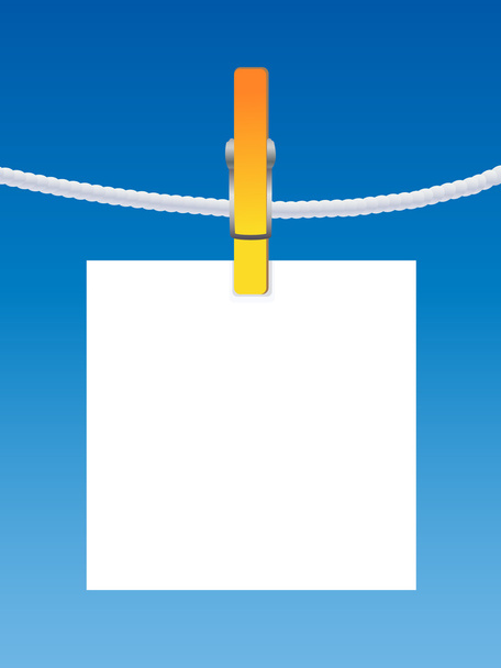 Blank paper on a clothes line - Vector, Image