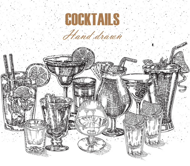 Ilustración de bebidas hechas a mano. Diseño vectorial bebidas vintage
  - Vector, Imagen