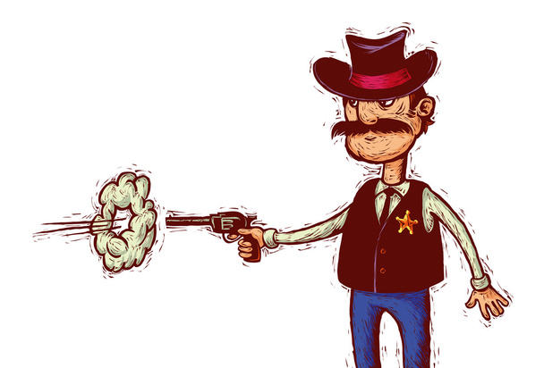 sheriff fires his gun - Vector, afbeelding