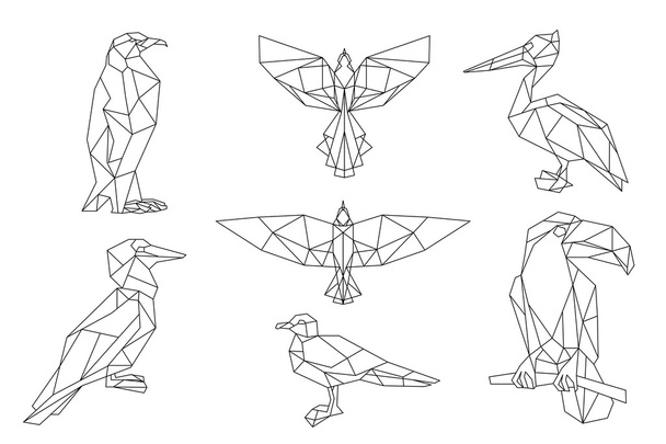 Conjunto de icono triangular Bird
. - Vector, Imagen