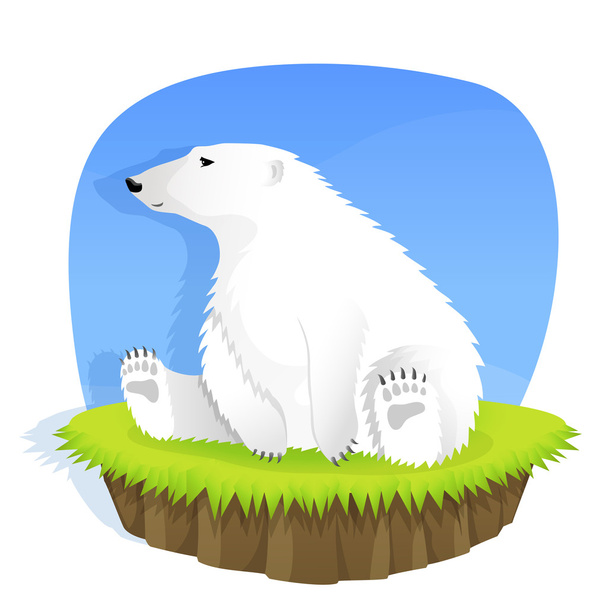 lindo oso polar sentado en la hierba - Vector, Imagen