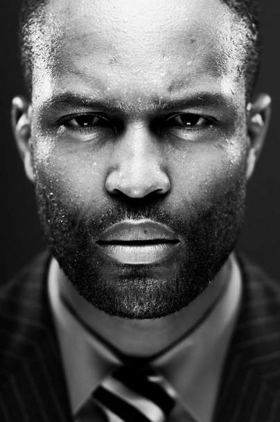 Intense African American man studio portrait - Foto, Imagem