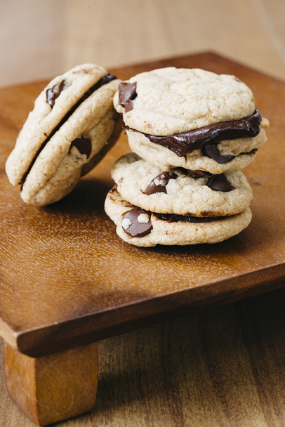 Chocolate chip cookie sandwiches stuffed with ganache - Photo, Image