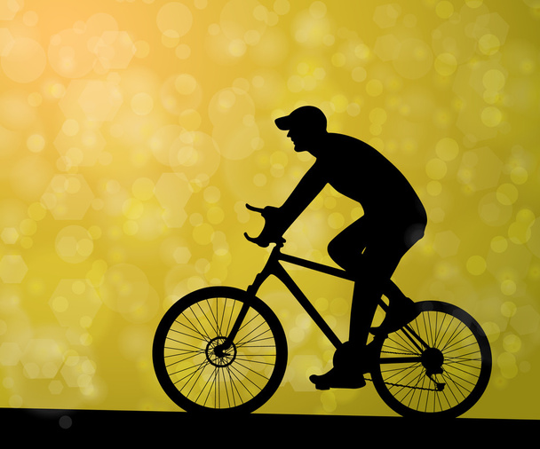 Силуэт велосипедиста на открытом воздухе
 - Вектор,изображение