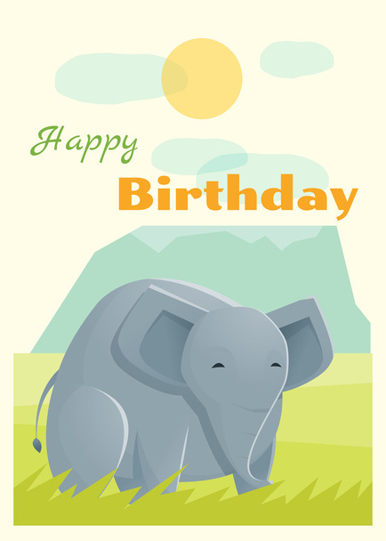Birthday and invitation card animal background with elephant,vector,illustration - ベクター画像
