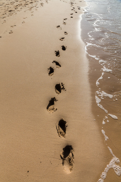 huellas en la arena de la playa - Foto, imagen
